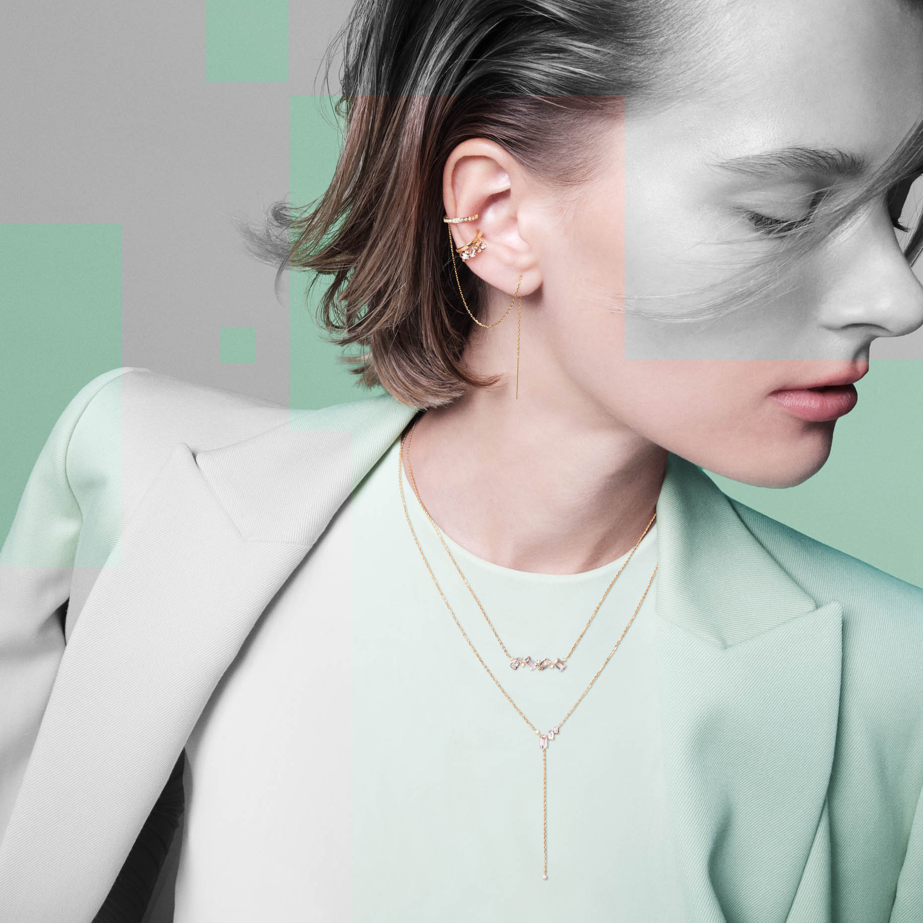 GLIMMER CLUSTER NECKLACE(2JN1179)K10 ネックレス｜スタージュエリー